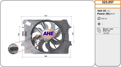 Вентилятор, охлаждение двигателя AHE 323.057 для RENAULT CAPTUR