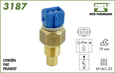 MTE-THOMSON 3187 Датчик температури охолоджуючої рідини для FIAT (Фиат)