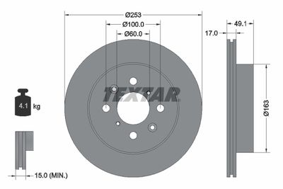 Тормозной диск TEXTAR 92135303 для SUZUKI WAGON