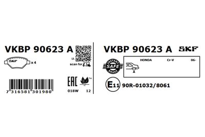Комплект тормозных колодок, дисковый тормоз VKBP 90623 A