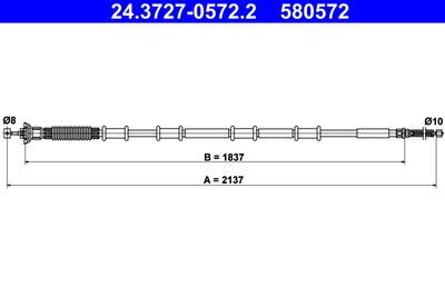 Тросик, cтояночный тормоз ATE 24.3727-0572.2 для FIAT DOBLO