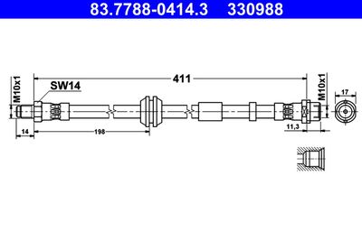 Тормозной шланг ATE 83.7788-0414.3 для VOLVO V50