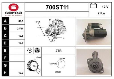 STARTCAR 700ST11 Стартер для ISUZU MIDI Автобус (94000, 98000) 2.4 TD 4x4 STARTCAR 700ST11 Стартер для ISUZU MIDI Автобус (94000, 98000) 2.4 TD 4x4