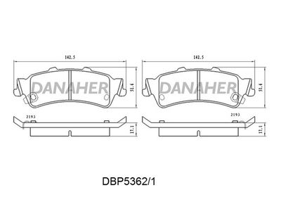 DANAHER DBP5362/1 Тормозные колодки и сигнализаторы  для CADILLAC  (Кадиллак Дц)