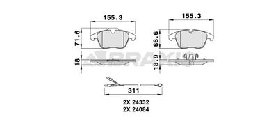 Комплект тормозных колодок, дисковый тормоз BRAXIS AB0071 для CITROËN C5
