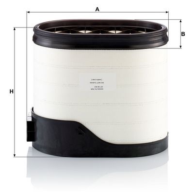 Luchtfilter (patroon) past: MERCEDES OC, TOURISMO II, TOURISMO (O 350), TRAVEGO (O 580)  SETRA 400, 500  CASE IH STEIGER  NEW HOLLAND T9 OM470.908-OM471.937 08.10-