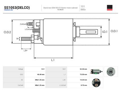 Elektromagnetický spínač, štartér AS-PL Delco SS1053(DELCO)