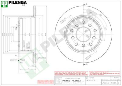 Тормозной диск PILENGA 5065 для OPEL COMMODORE