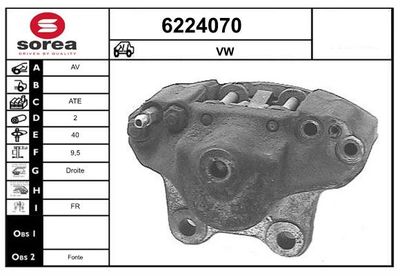 STARTCAR 6224070 Тормозной суппорт для VW KAEFER 1302 1.2 (11) STARTCAR 6224070 Тормозной суппорт для VW KAEFER 1302 1.2 (11)