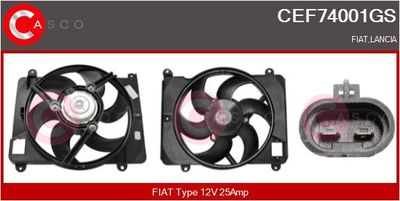 CASCO CEF74001GS Вентилятор системы охлаждения двигателя  для LANCIA Y (840_) 1.2 16V (840AD)