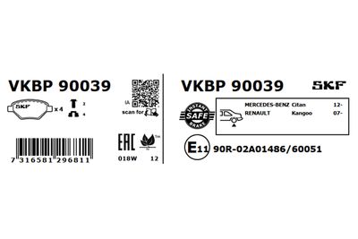 Brake Pad Set, disc brake VKBP 90039