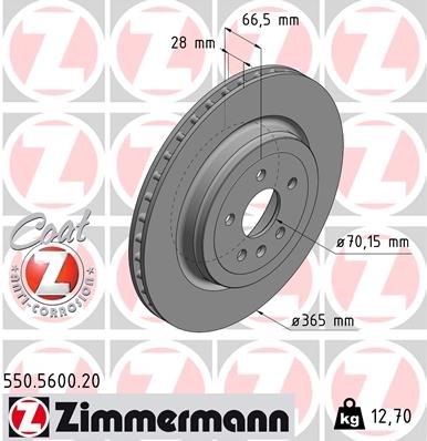 Тормозной диск ZIMMERMANN 550.5600.20 для TESLA MODEL S	