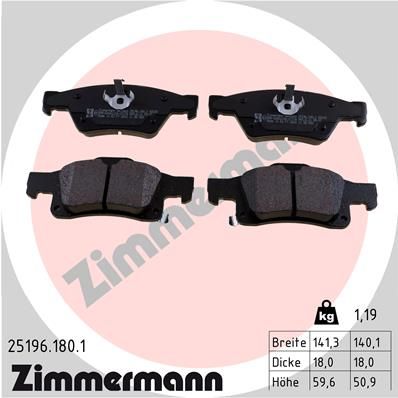 Комплект тормозных колодок, дисковый тормоз ZIMMERMANN 25196.180.1 для DODGE DURANGO