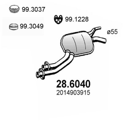 ASSO 28.6040 Глушитель выхлопных газов  для MERCEDES-BENZ 190 (W201) E 2.3 (201.028)