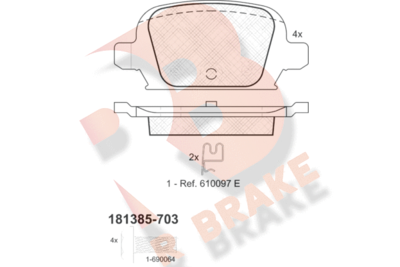 R BRAKE RB1385-703 Тормозные колодки и сигнализаторы для OPEL CORSA C (X01) 1.8 (F08, F68)