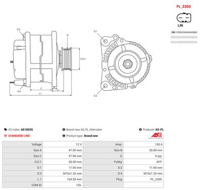 GENERATOR / ALTERNATOR AS-PL A61003S
