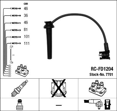 Комплект проводов зажигания NGK 7701 для FORD COUGAR