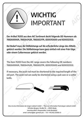 ELEMENT DE REGLARE CLAPETă REZERVOR AIC 76355 3