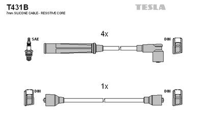 Комплект проводов зажигания TESLA T431B для MAZDA B-SERIE