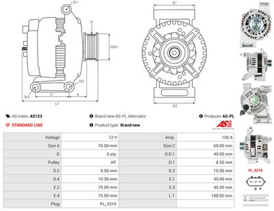 GENERATOR / ALTERNATOR AS-PL A5123 4