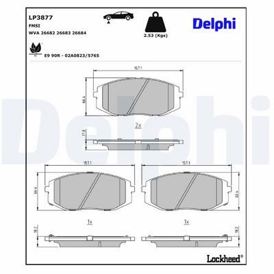 BREMSBELAGSATZ SCHEIBENBREMSE DELPHI LP3877