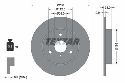 Тормозной диск TEXTAR 92097603 для KIA BESTA