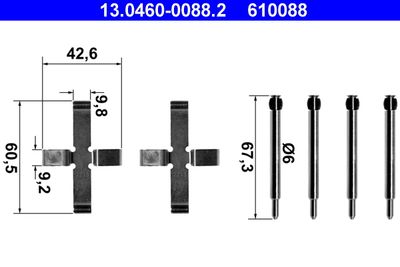 Комплектующие, колодки дискового тормоза ATE 13.0460-0088.2 для VOLVO 140