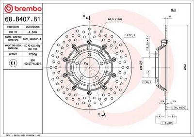 Brake disc Voor vast, 260/62x5mm 5x79mm, diameter bevestigingsgat 8,5mm, hoogte (tussenruimte) 0