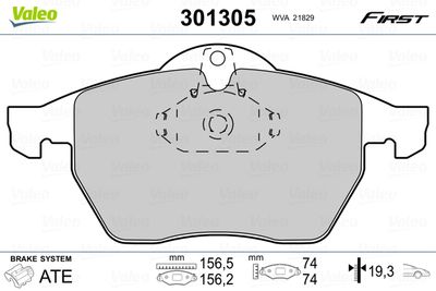 Комплект тормозных колодок, дисковый тормоз VALEO 301305 для OPEL CALIBRA
