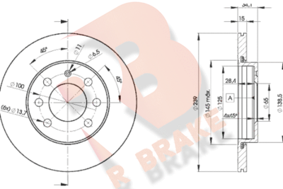 Тормозной диск R BRAKE 78RBD25607 для VW LUPO