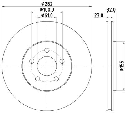 Тормозной диск HELLA 8DD 355 120-621 для CHRYSLER SEBRING