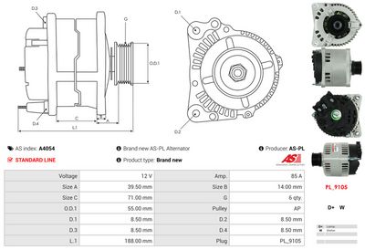 GENERATOR / ALTERNATOR AS-PL A4054 4