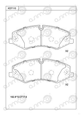 ASIMCO KD7110 Тормозные колодки и сигнализаторы  для LAND ROVER RANGE ROVER SPORT II (L494) 3.0 SCV6 4x4