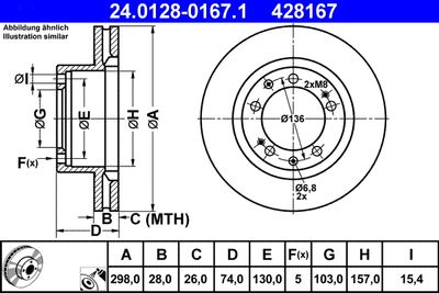 Тормозной диск ATE 24.0128-0167.1 для PORSCHE 944