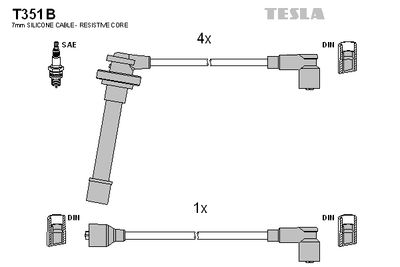 Комплект проводов зажигания TESLA T351B для NISSAN VANETTE