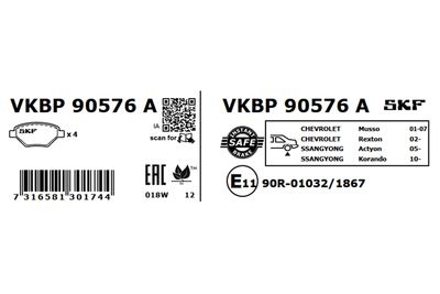 Brake Pad Set, disc brake VKBP 90576 A