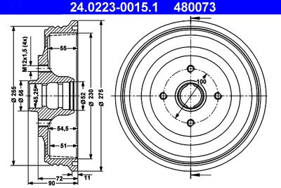 Тормозной барабан ATE 24.0223-0015.1 для SEAT INCA