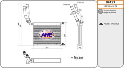Теплообменник, отопление салона AHE 94121 для PORSCHE CAYENNE