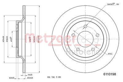 спирачен диск METZGER AUTOTEILE 6110198