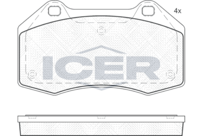 комплект спирачно феродо, дискови спирачки ICER