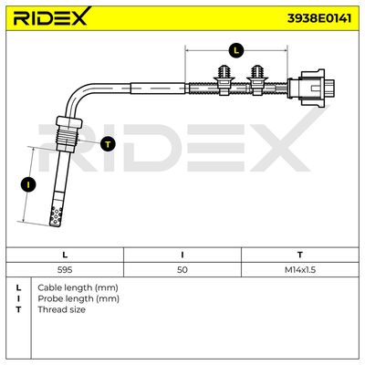 датчик, температура на изгорелите газове RIDEX 3938E0141