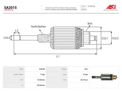 AS-PL - Rotor, štartér ISUZU, NISSAN, HITACHI , SA2015