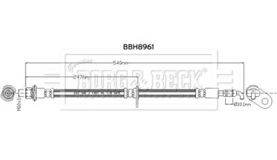 Тормозной шланг BORG & BECK BBH8961 для TOYOTA C-HR