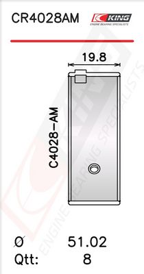 Черупка на биелен лагер KING CR4028AM0.75