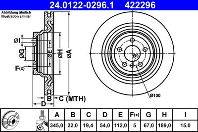 Тормозной диск ATE 24.0122-0296.1 для MERCEDES-BENZ GLE