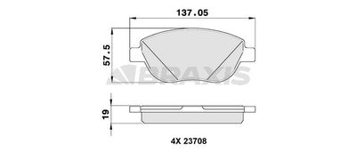 Комплект тормозных колодок, дисковый тормоз BRAXIS AA0108 для FIAT IDEA