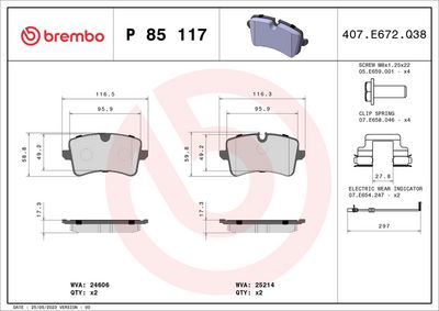 Brake Pad Set, disc brake P 85 117