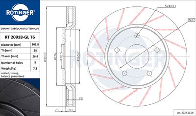 Tarcza hamulcowa ROTINGER RT 20918-GL T6