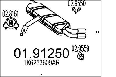 MTS 01.91250 Глушитель выхлопных газов  для AUDI A3 (Ауди А3)