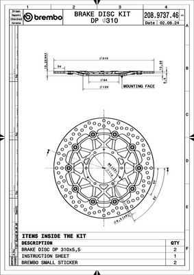 BREMSSCHEIBE BREMBO 208973746